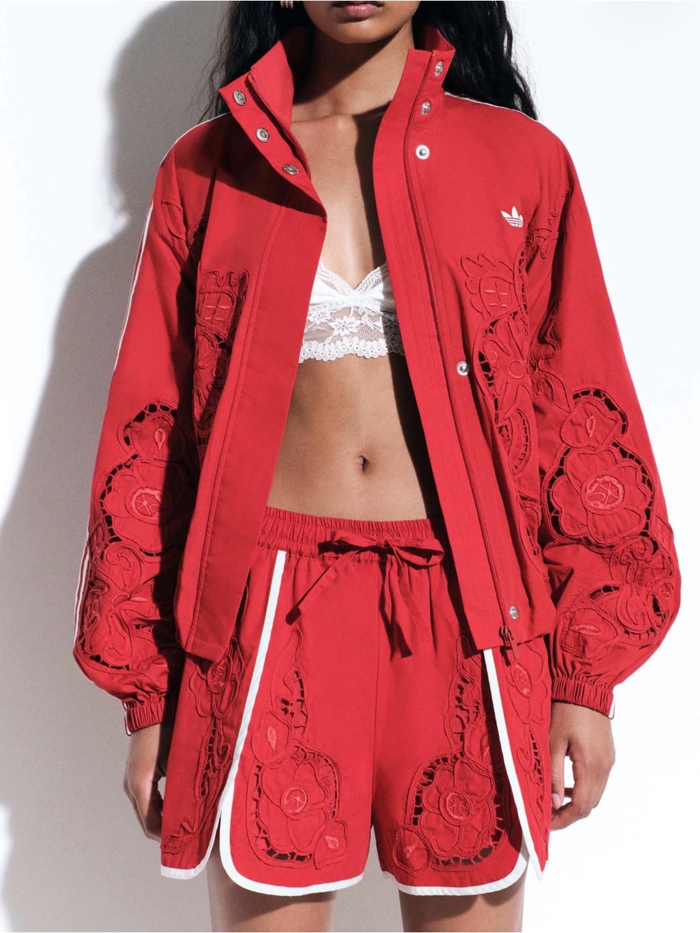 adidas Originals × ASOS cutwork sprinter shorts in red - Picture 5 of 8